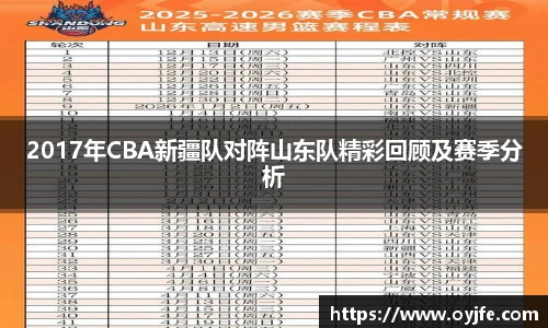 2017年CBA新疆队对阵山东队精彩回顾及赛季分析